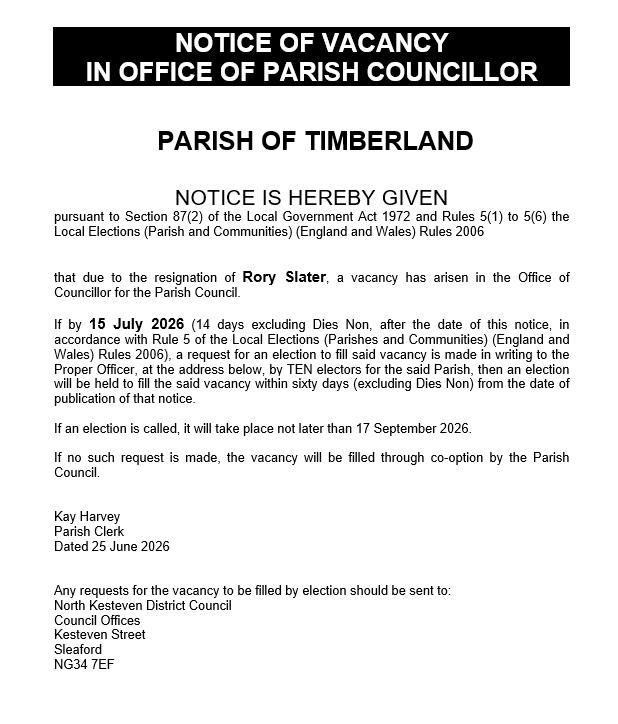 Notice of vacancy